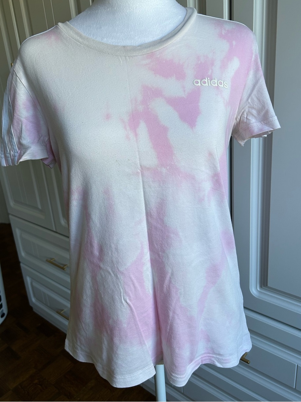 Adidas Pink and White Tie-Dye Short Sleeve Tee